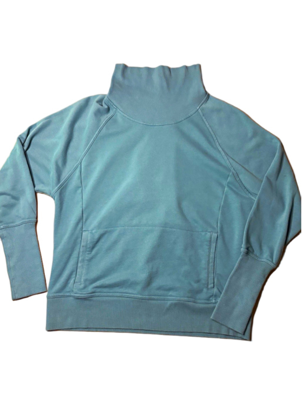 Champion Teal Funnel Neck Sweatshirt Medium Kangaroo Pocket Pullover